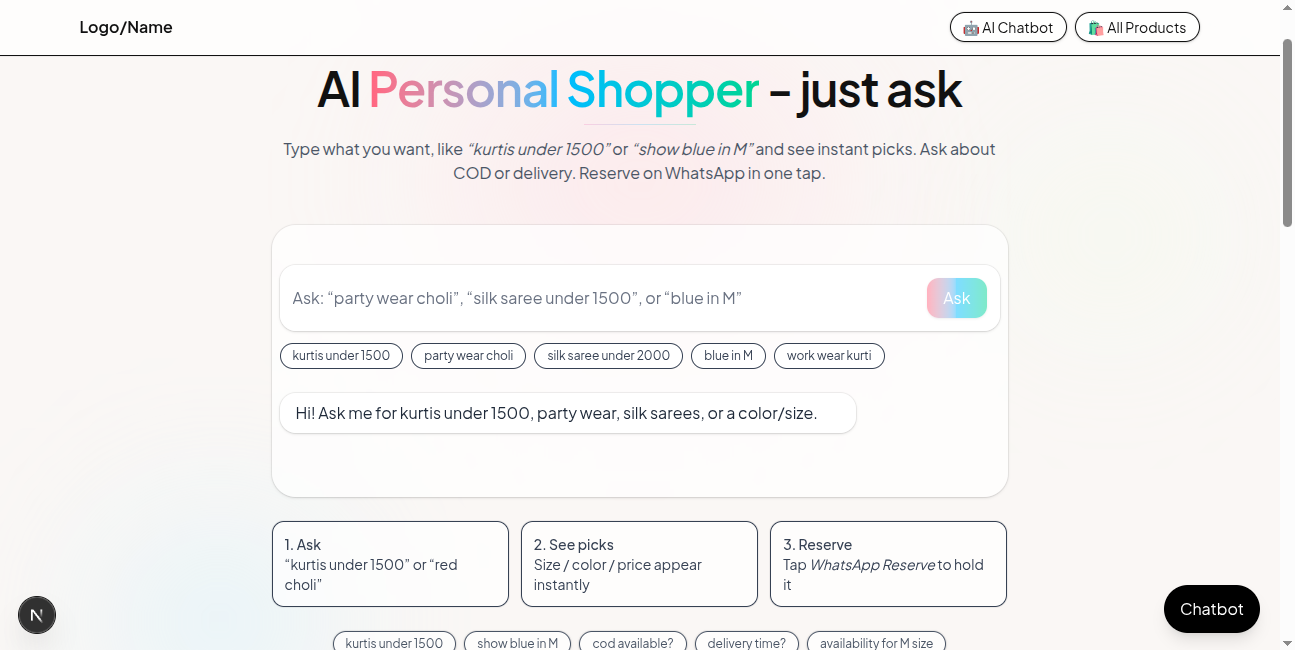 AI-Powered Website with Sales Agent — demo preview